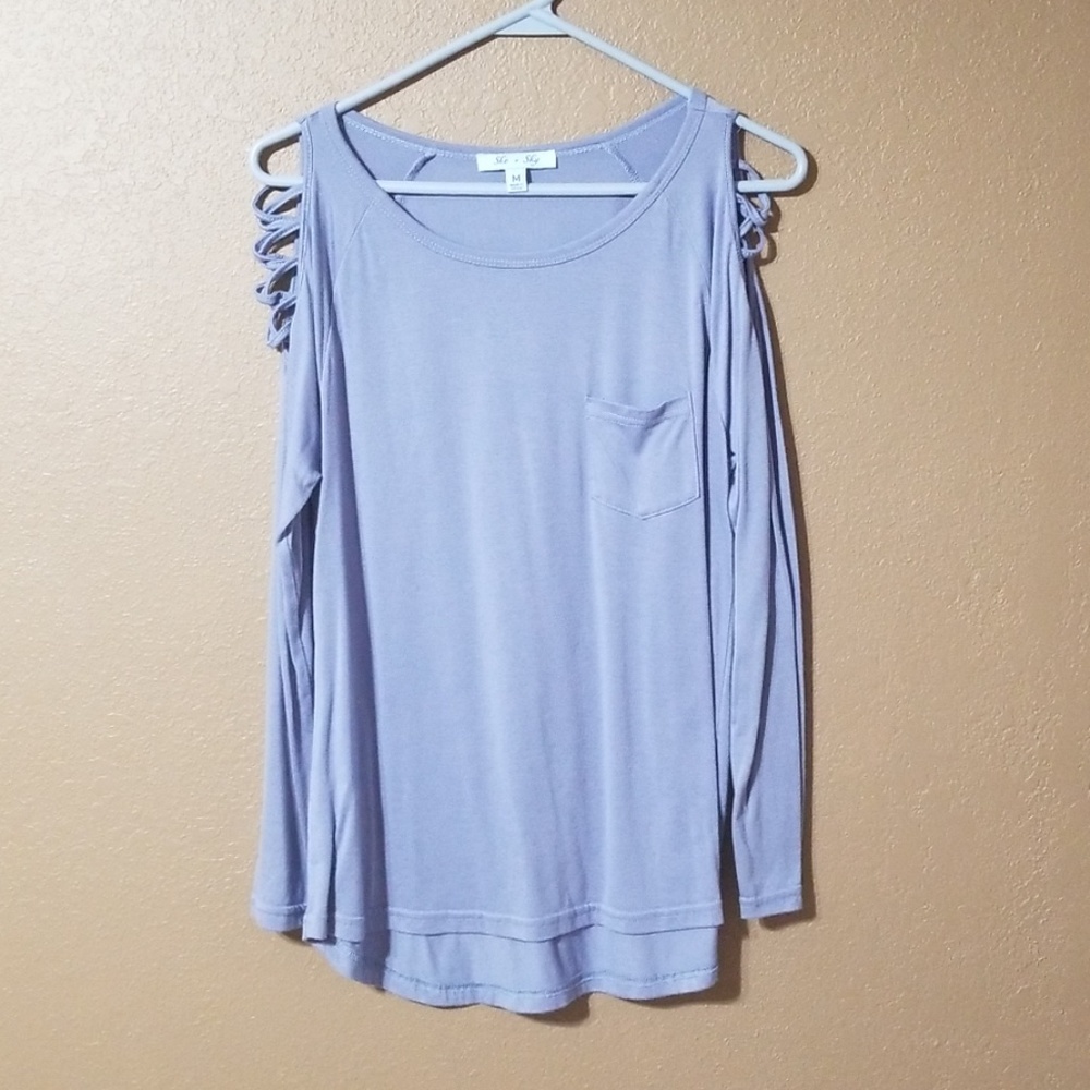 Lilac long sleeve cold shoulder